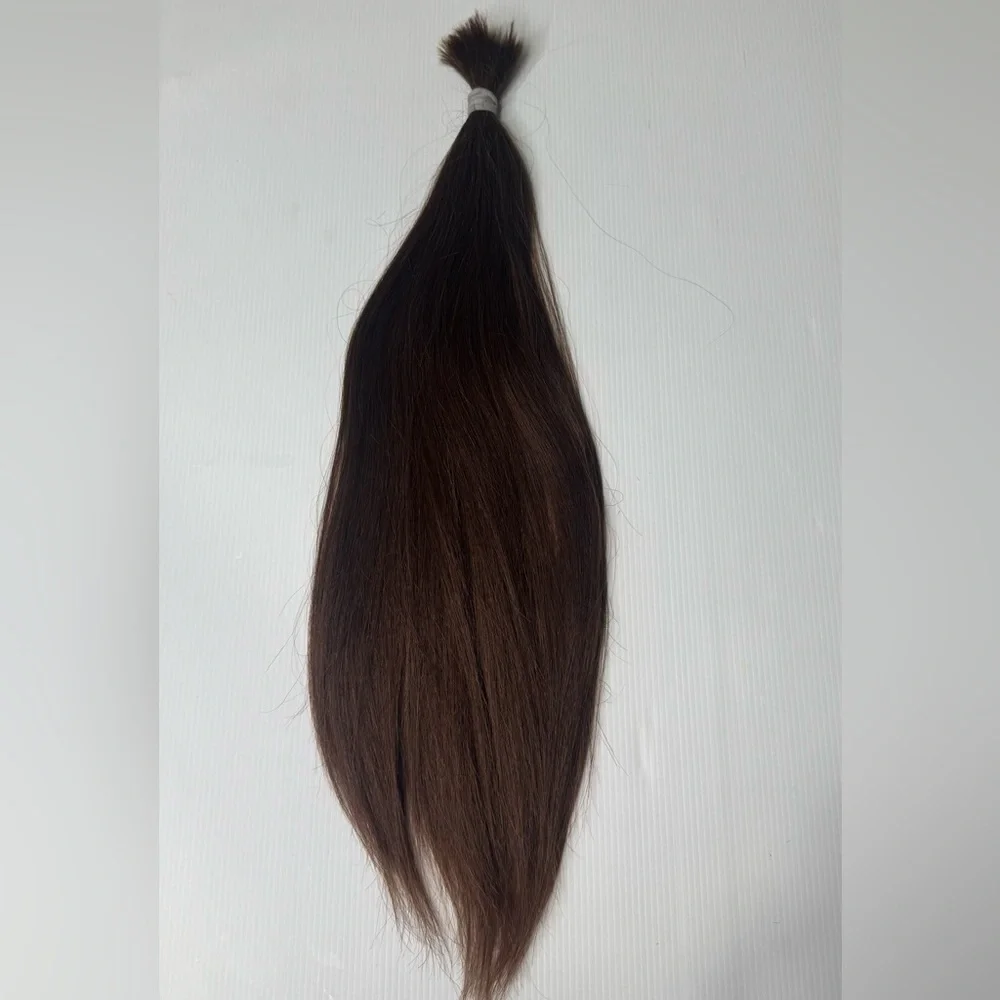 24” Yaki Straight 100% Human Hair | Color #6 Medium Brown  | Premium Bulk Hair